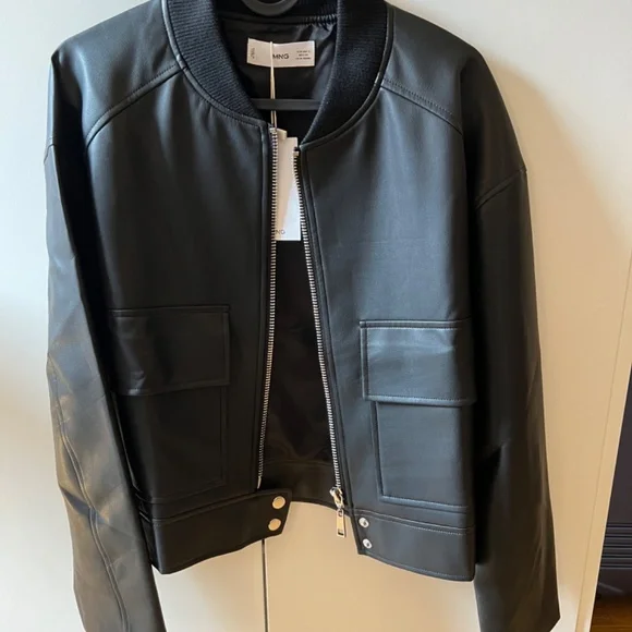 Mango Leather-effect bomber jacket - Picture 2 of 4